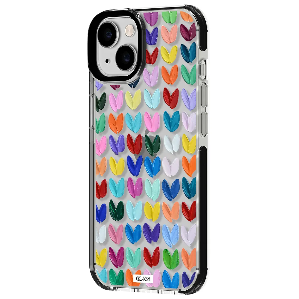 a close up of a color palette Apple iPhone 14 impact black border Case