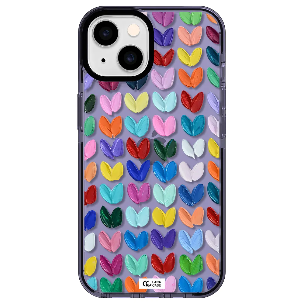 a close up of a color palette Apple iPhone 14 impact Lilac Case