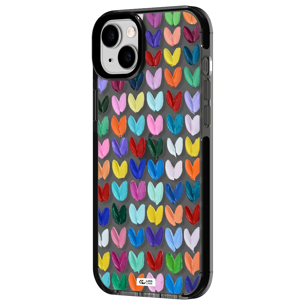 a close up of a color palette Apple iPhone 14 plus impact Smoke Black Case