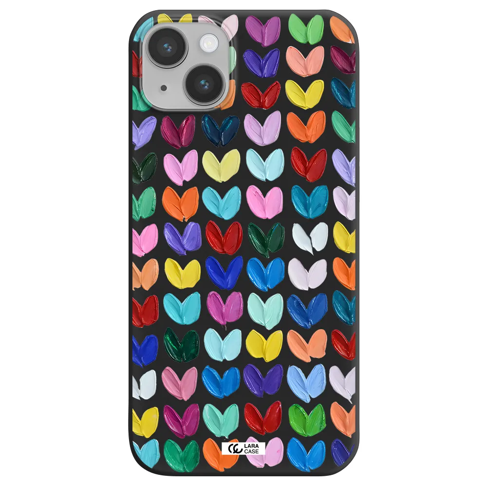 a close up of a color palette Apple iPhone 14 plus Silicone black Case
