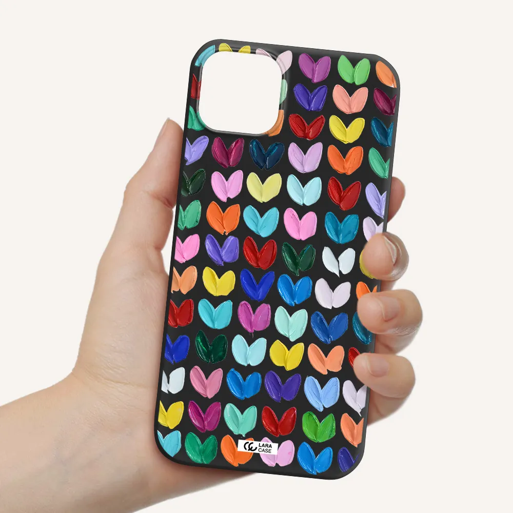 a close up of a color palette Apple iPhone 14 plus Silicone black Case