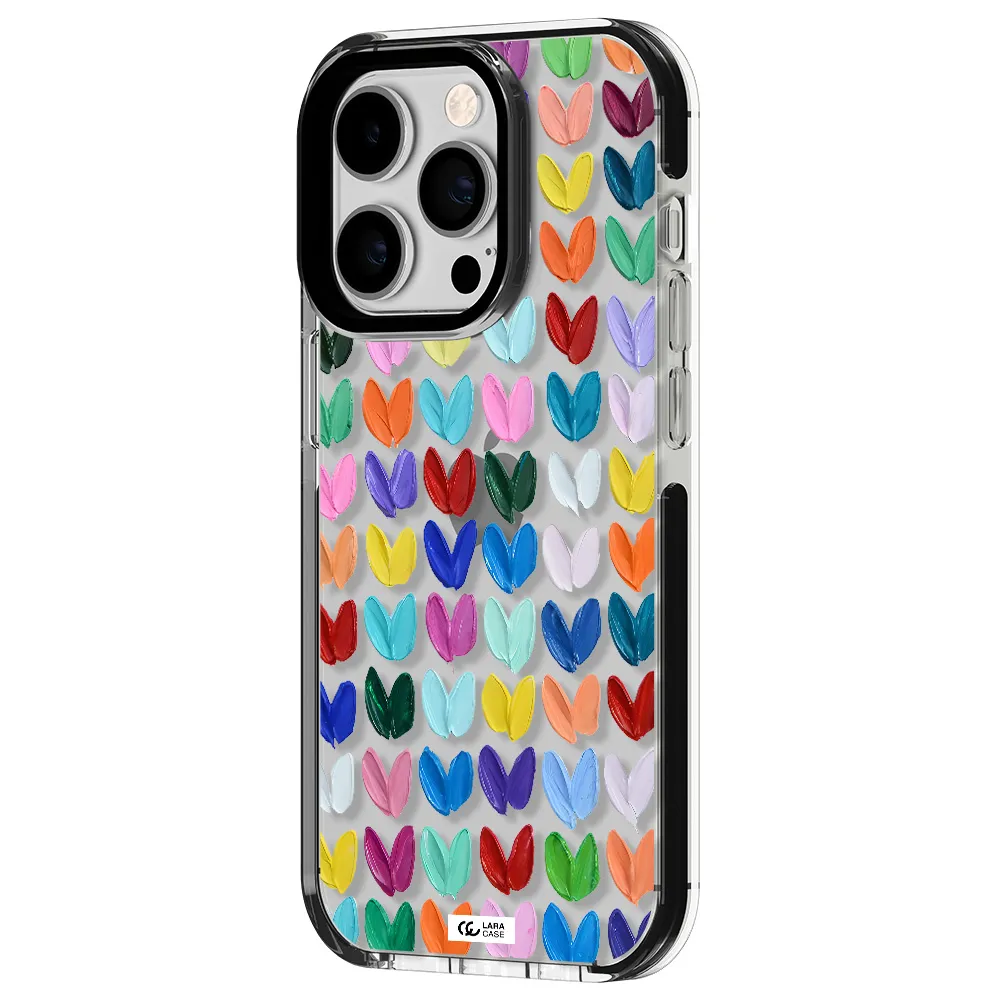 a close up of a color palette Apple iPhone 14 pro impact black border Case