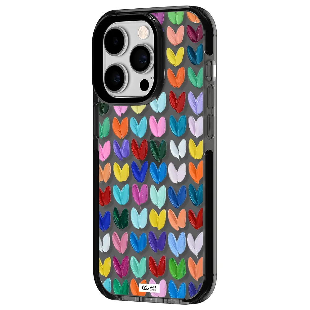 a close up of a color palette Apple iPhone 14 pro impact Smoke Black Case