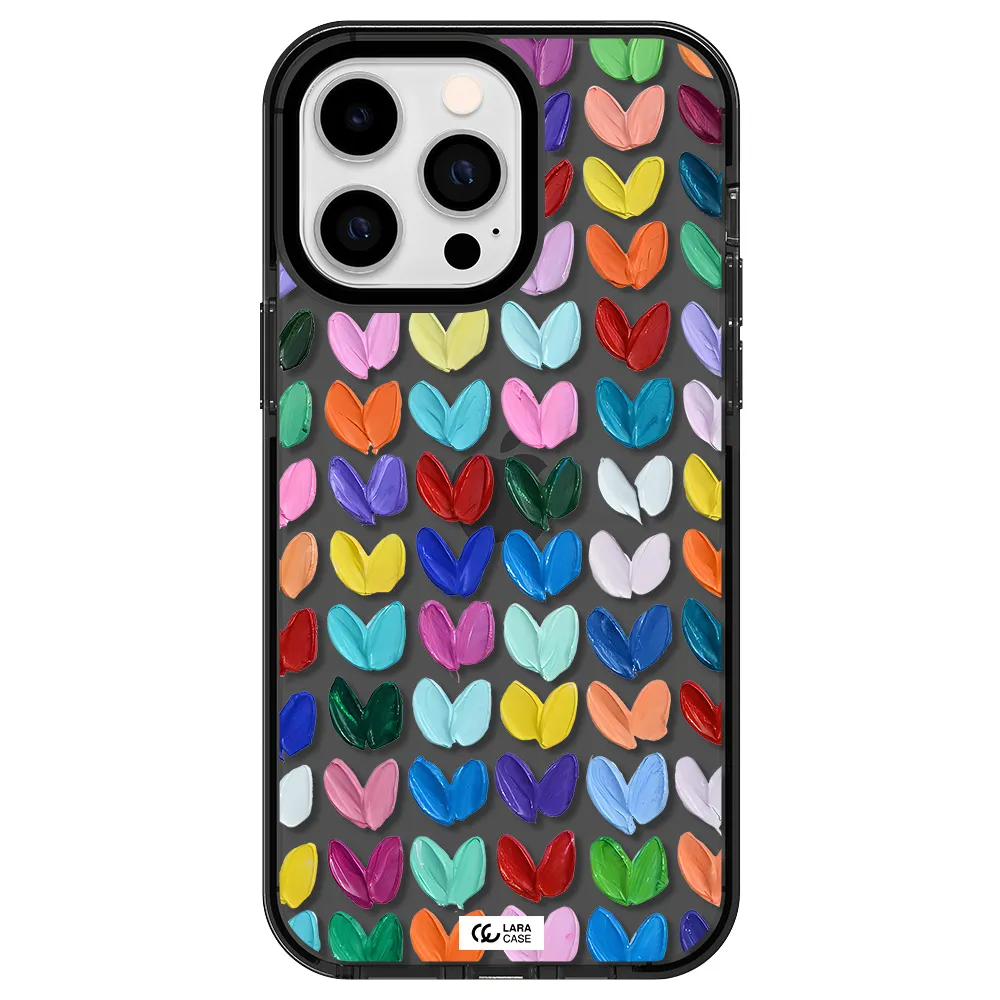 a close up of a color palette Apple iPhone 14 pro max impact Smoke Black Case