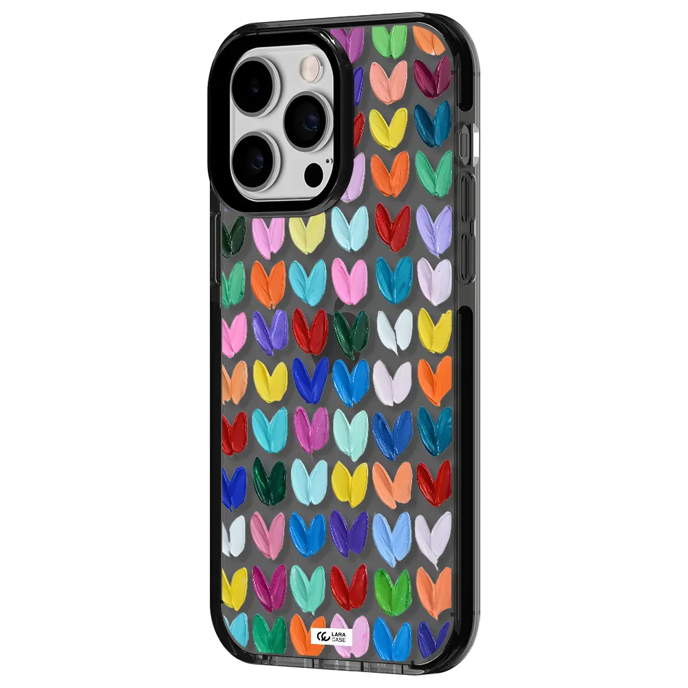 a close up of a color palette Apple iPhone 14 pro max impact Smoke Black Case