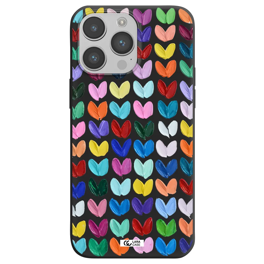 a close up of a color palette Apple iPhone 14 pro max Silicone black Case