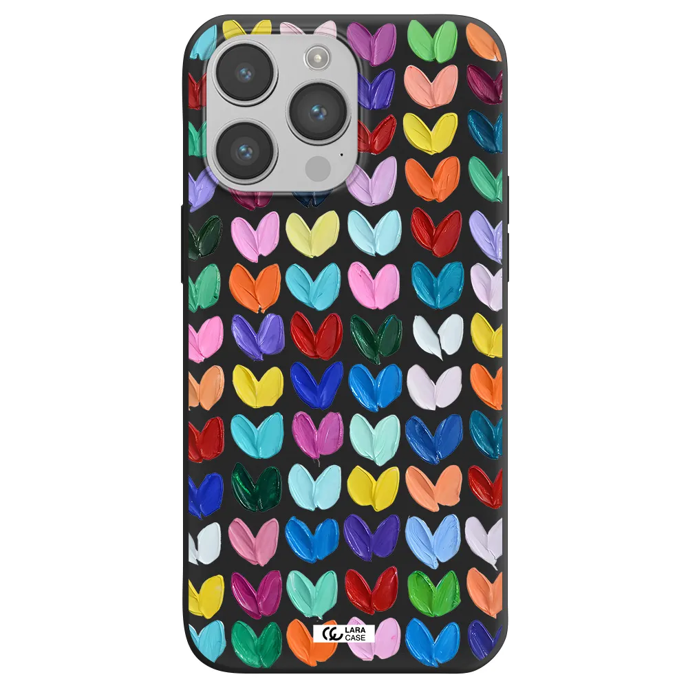 a close up of a color palette Apple iPhone 14 pro Silicone black Case