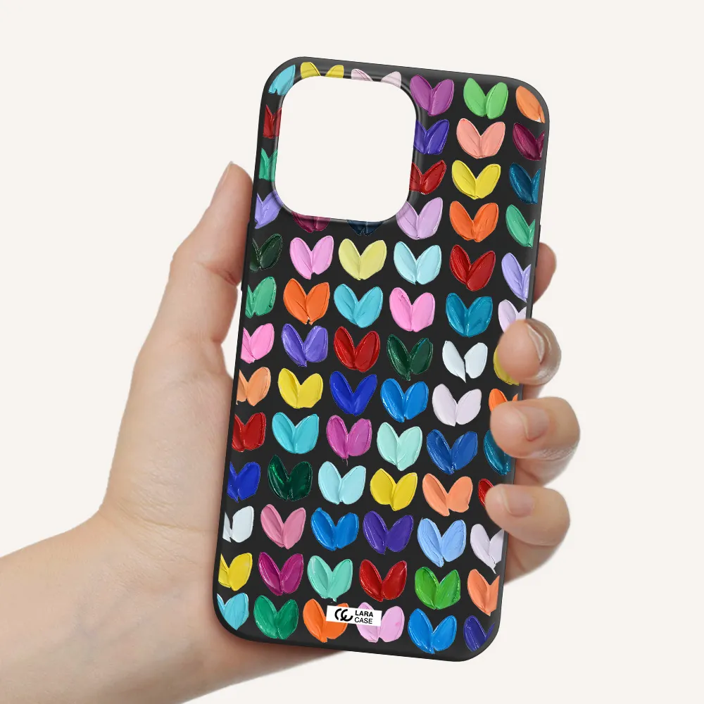 a close up of a color palette Apple iPhone 14 pro Silicone black Case