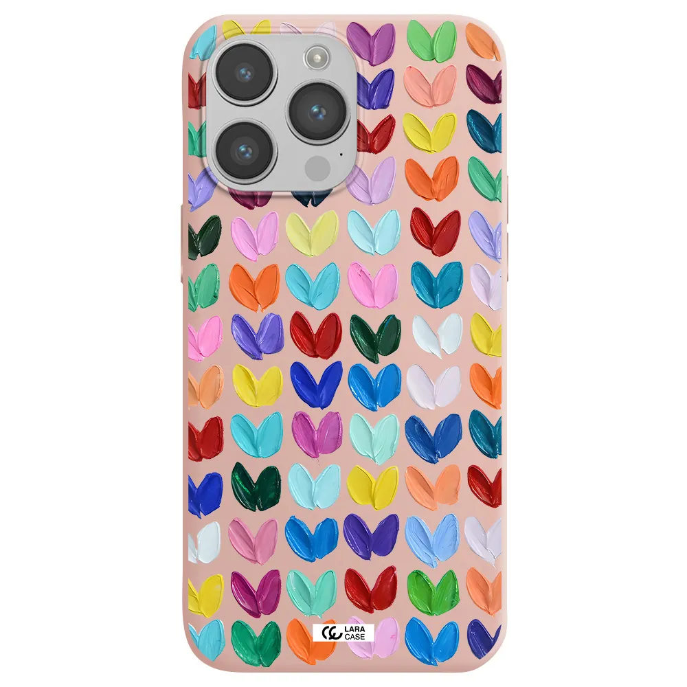 a close up of a color palette Apple iPhone 14 pro Silicone pastel pink Case