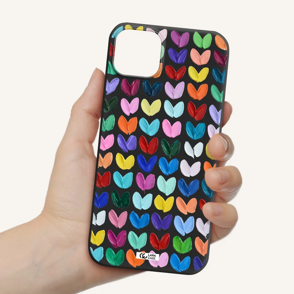 a close up of a color palette Apple iPhone 14 Silicone black Case