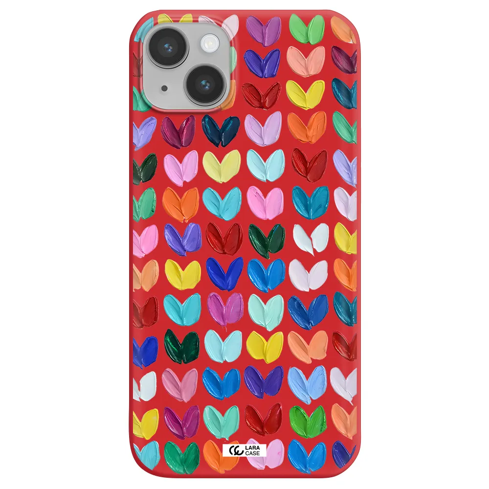 a close up of a color palette Apple iPhone 14 Silicone Imperial Red Case