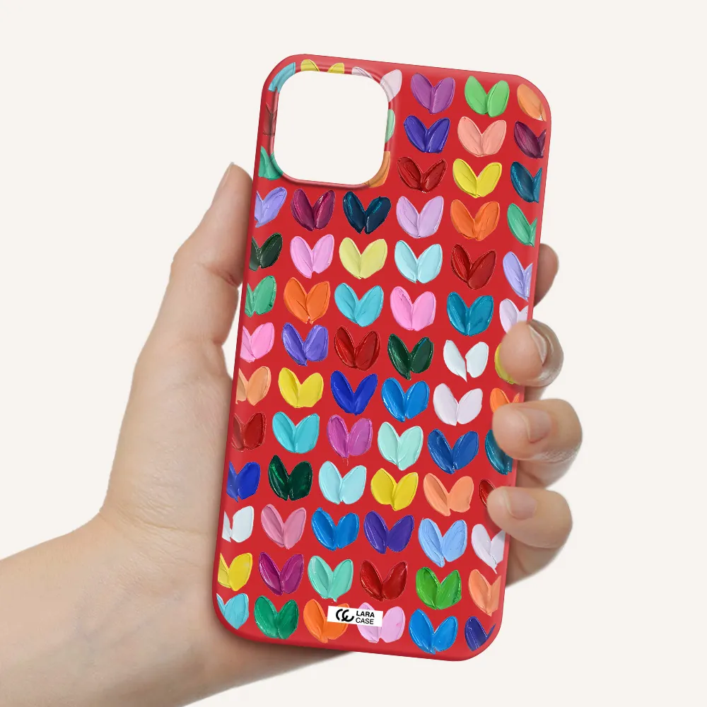 a close up of a color palette Apple iPhone 14 Silicone Imperial Red Case