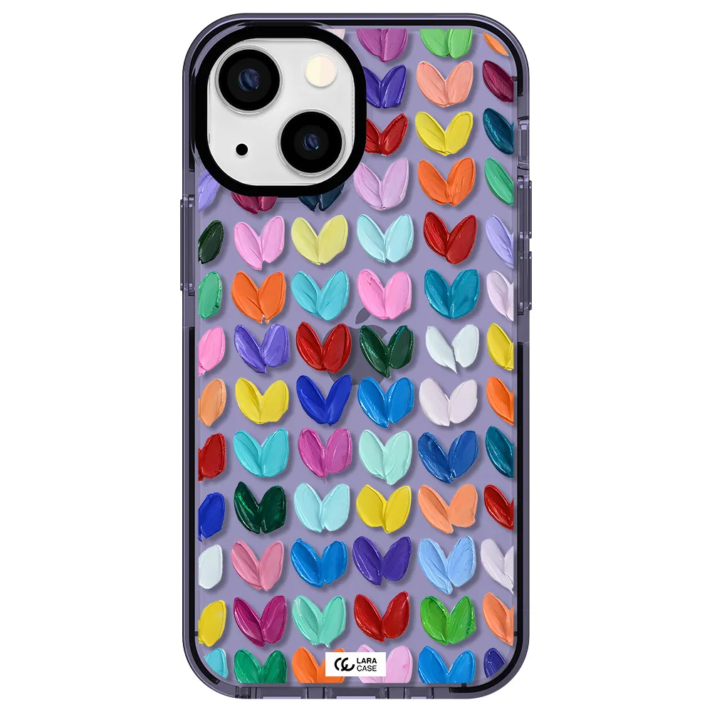 a close up of a color palette Apple iPhone 15 impact Lilac Case