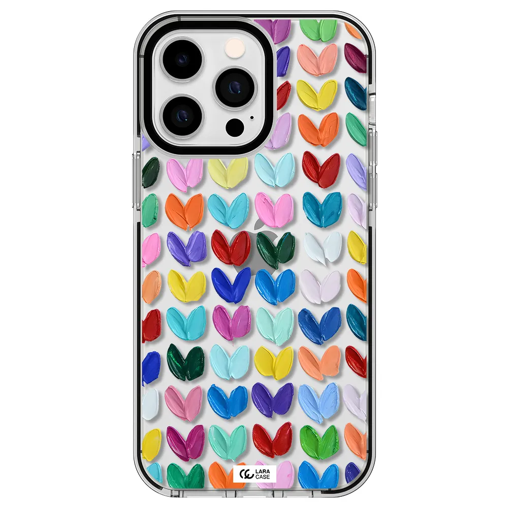 a close up of a color palette Apple iPhone 15 Pro impact black border Case
