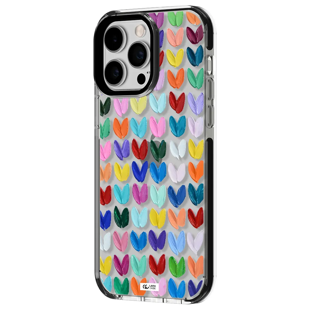 a close up of a color palette Apple iPhone 15 Pro Max impact black border Case