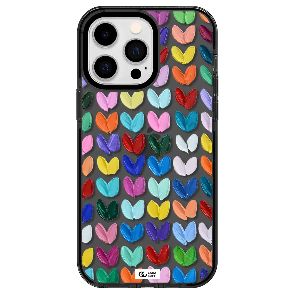 a close up of a color palette Apple iPhone 15 Pro Max impact Smoke Black Case