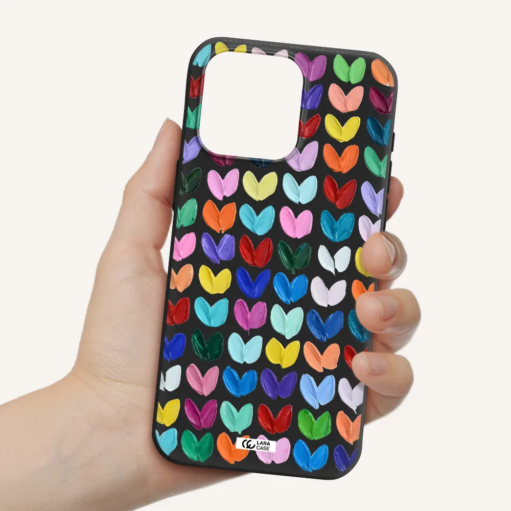 a close up of a color palette Apple Iphone 15 Pro max Silicone black Case