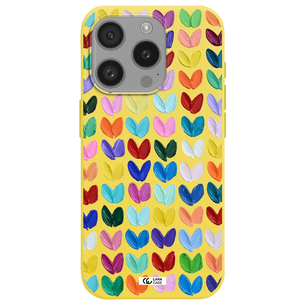 A Close Up Of A Color Palette Apple Iphone 15 Pro Silicone Canary Yellow Case