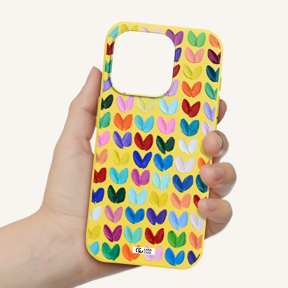 A Close Up Of A Color Palette Apple Iphone 15 Pro Silicone Canary Yellow Case