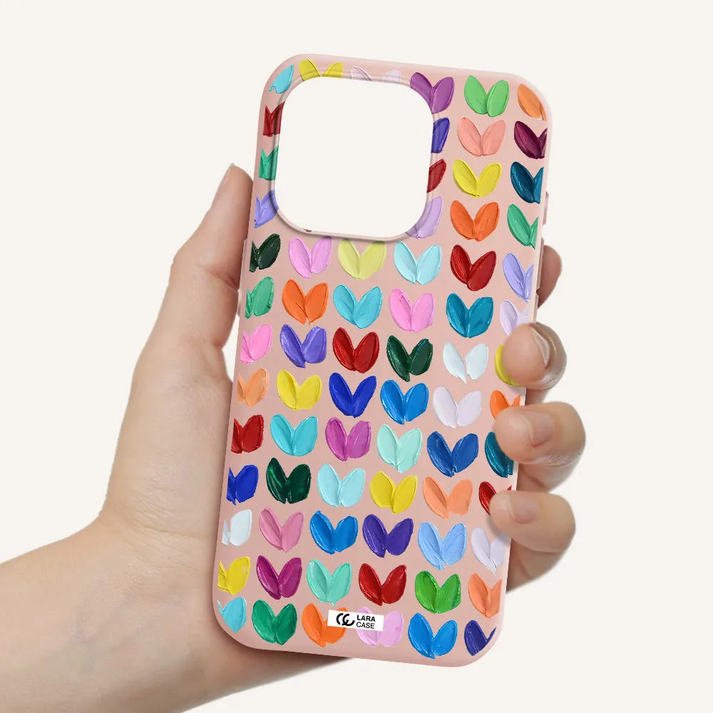 A Close Up Of A Color Palette Apple Iphone 15 Pro Silicone Pastel Pink Case