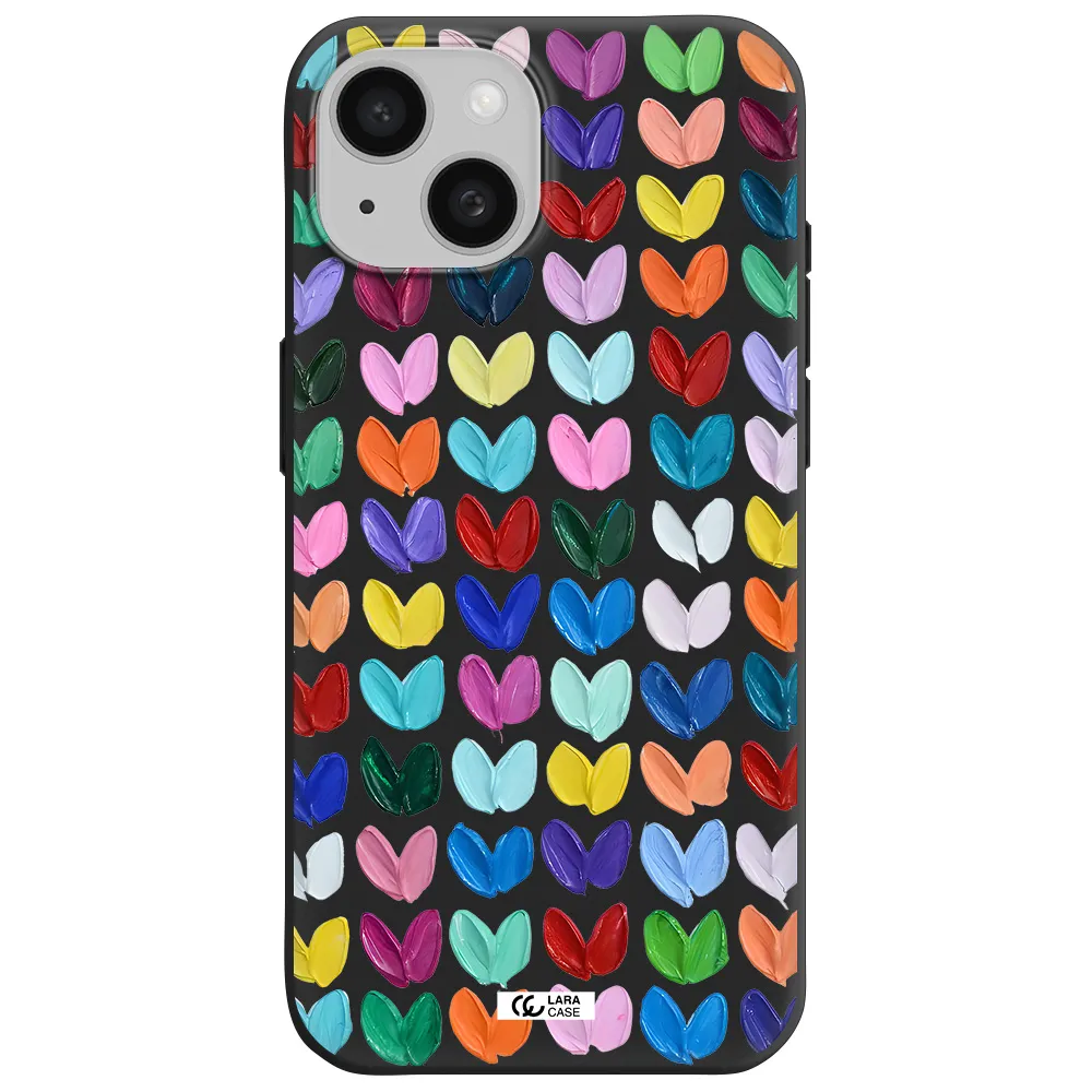 a close up of a color palette Apple iPhone 15 Silicone black Case