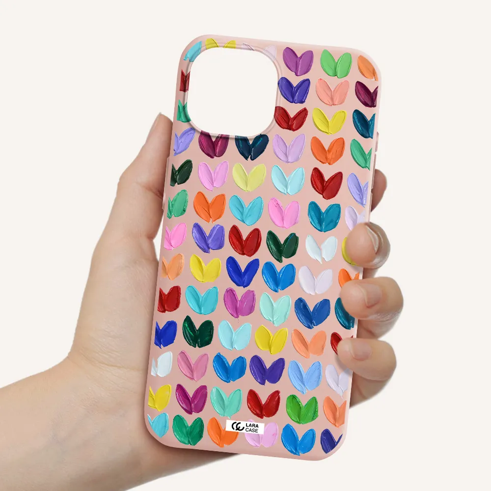 A Close Up Of A Color Palette Apple Iphone 15 Silicone Pastel Pink Case