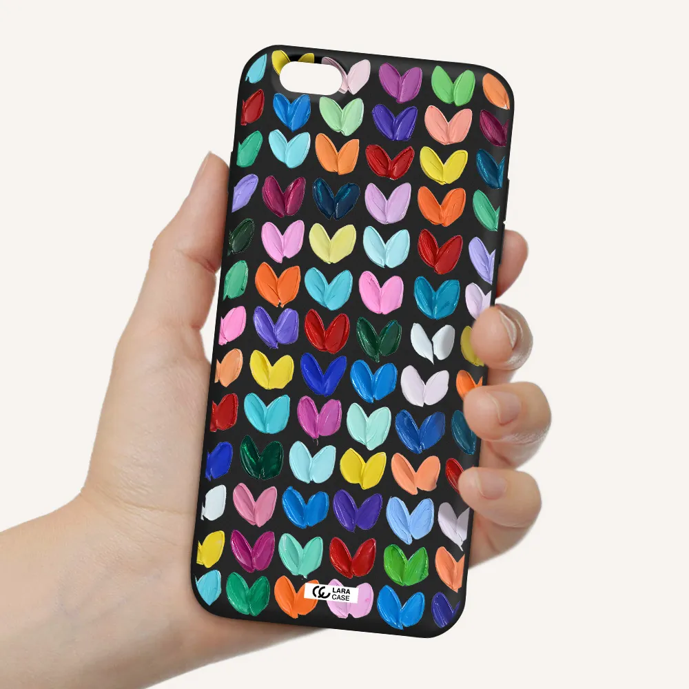 a close up of a color palette Apple iPhone 6 plus Silicone black Case