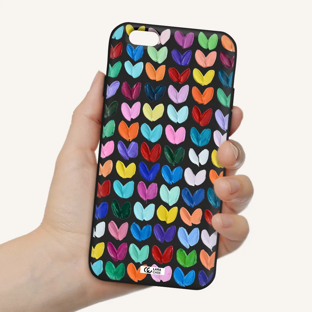 a close up of a color palette Apple iPhone 6 Silicone black Case