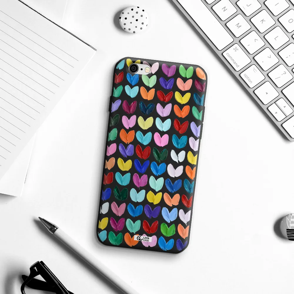 a close up of a color palette Apple iPhone 6 Silicone black Case