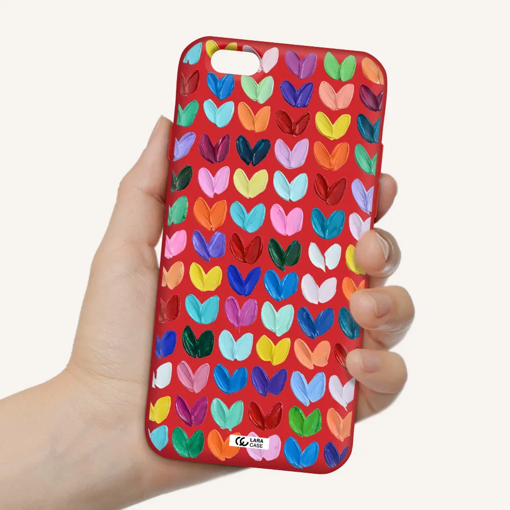 a close up of a color palette Apple iPhone 6 Silicone Imperial Red Case