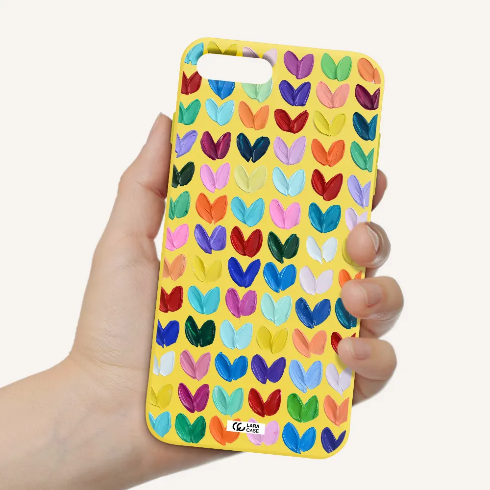 a close up of a color palette Apple iPhone 7 plus Silicone canary yellow Case