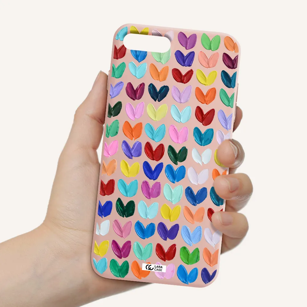 a close up of a color palette Apple iPhone 7 plus Silicone pastel pink Case