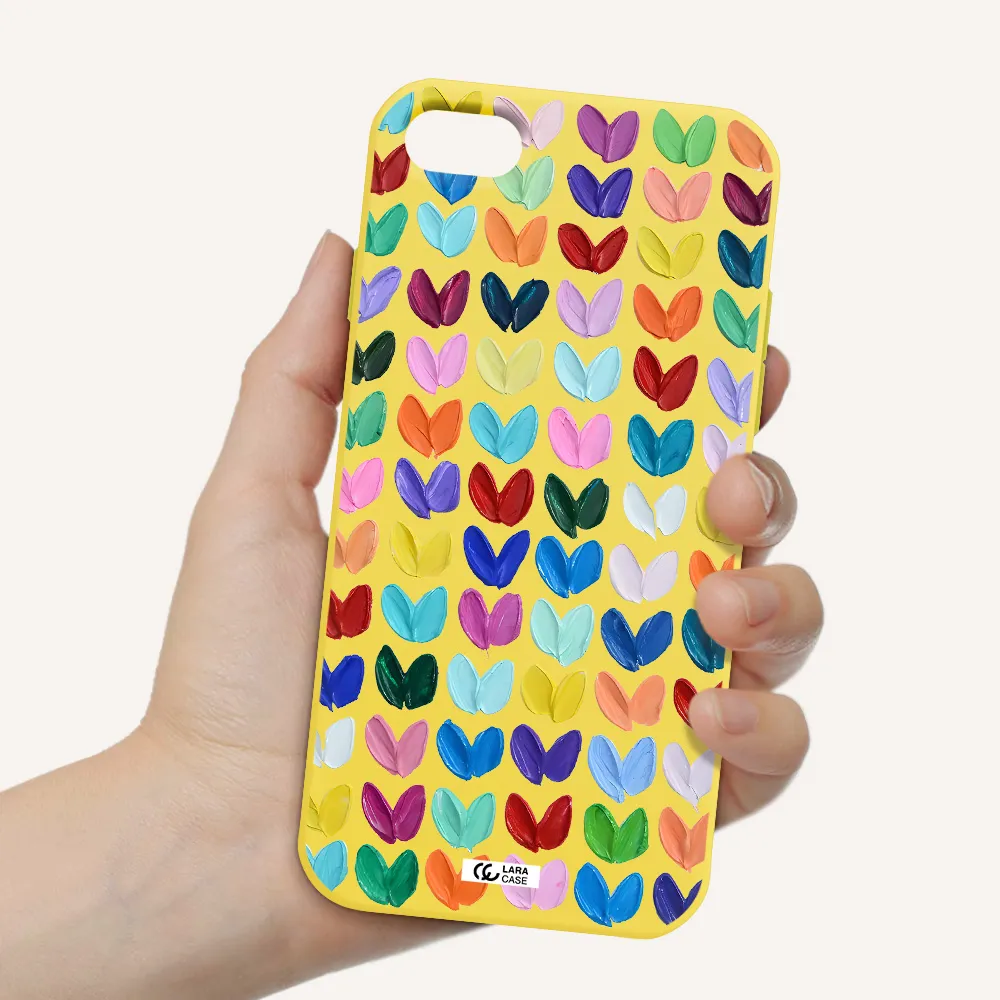 a close up of a color palette Apple iPhone 7 Silicone canary yellow Case