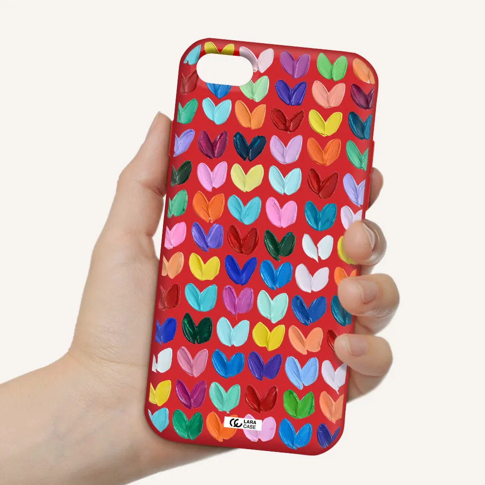 a close up of a color palette Apple iPhone 7 Silicone Imperial Red Case