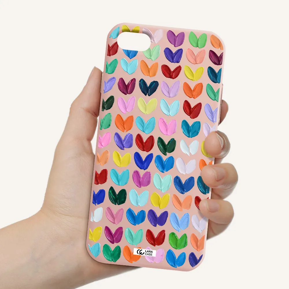 a close up of a color palette Apple iPhone 7 Silicone pastel pink Case