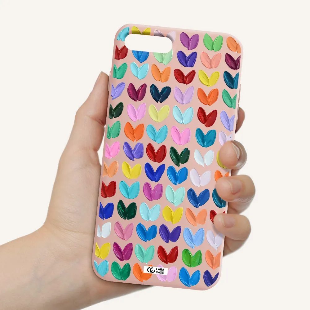 a close up of a color palette Apple iPhone 8 plus Silicone pastel pink Case