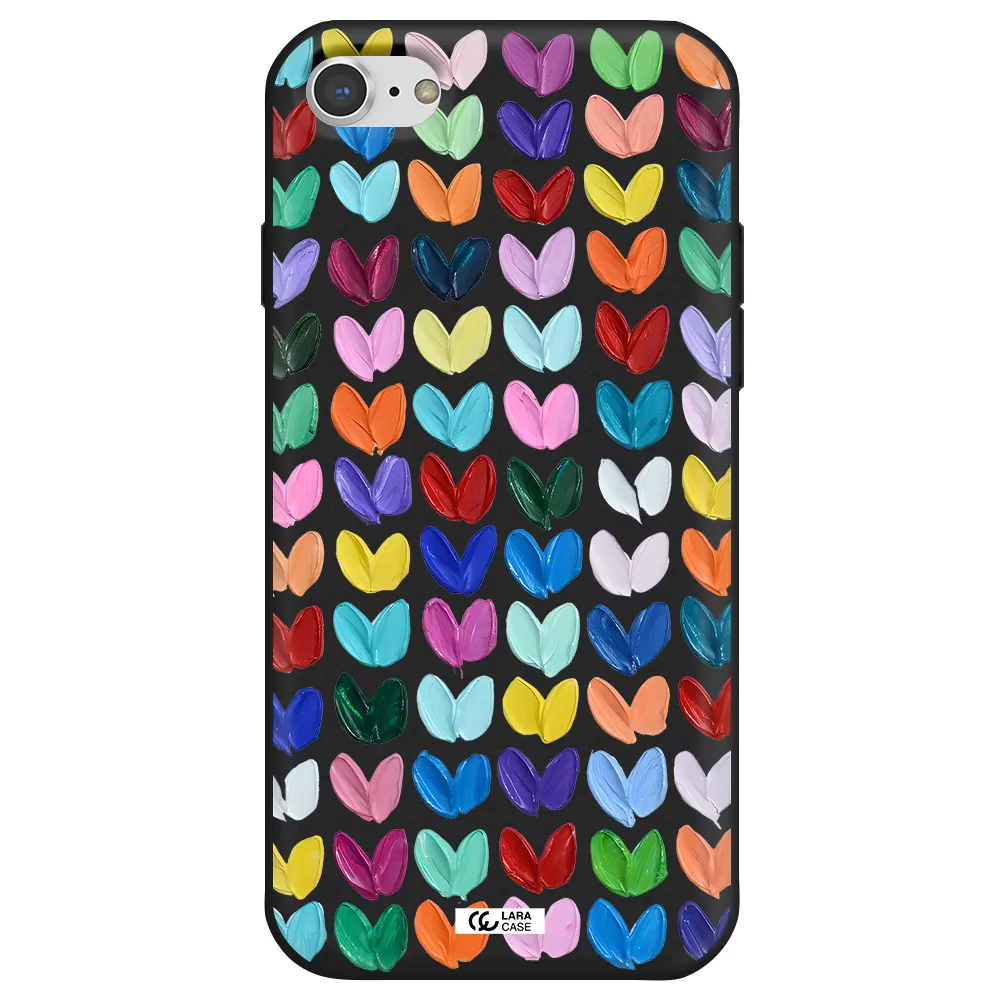 a close up of a color palette Apple iPhone 8 Silicone black Case