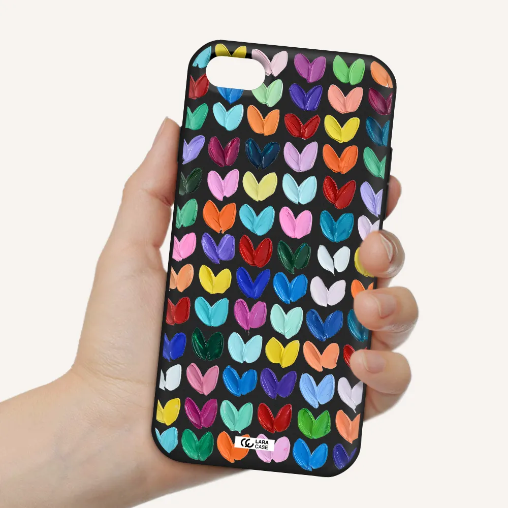 a close up of a color palette Apple iPhone 8 Silicone black Case