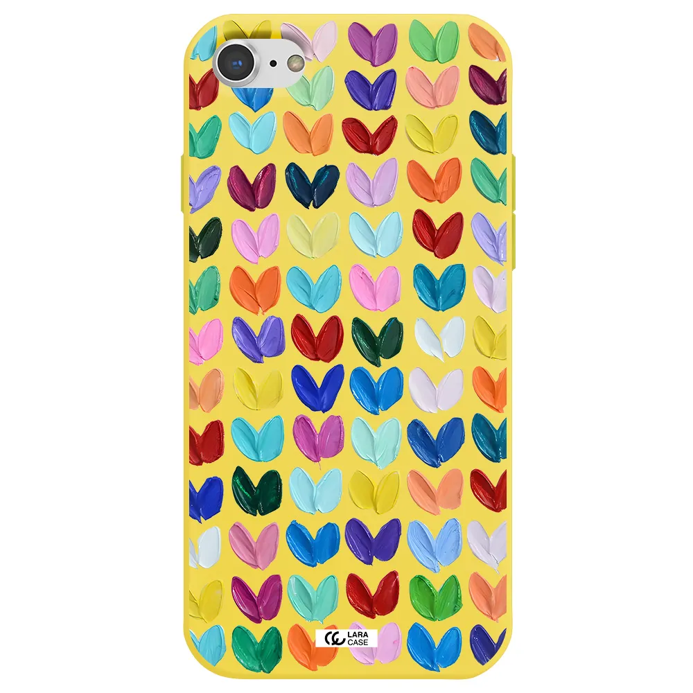 a close up of a color palette Apple iPhone 8 Silicone canary yellow Case