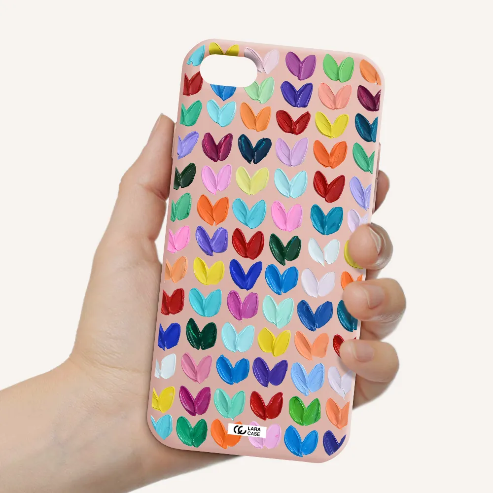 a close up of a color palette Apple iPhone 8 Silicone pastel pink Case