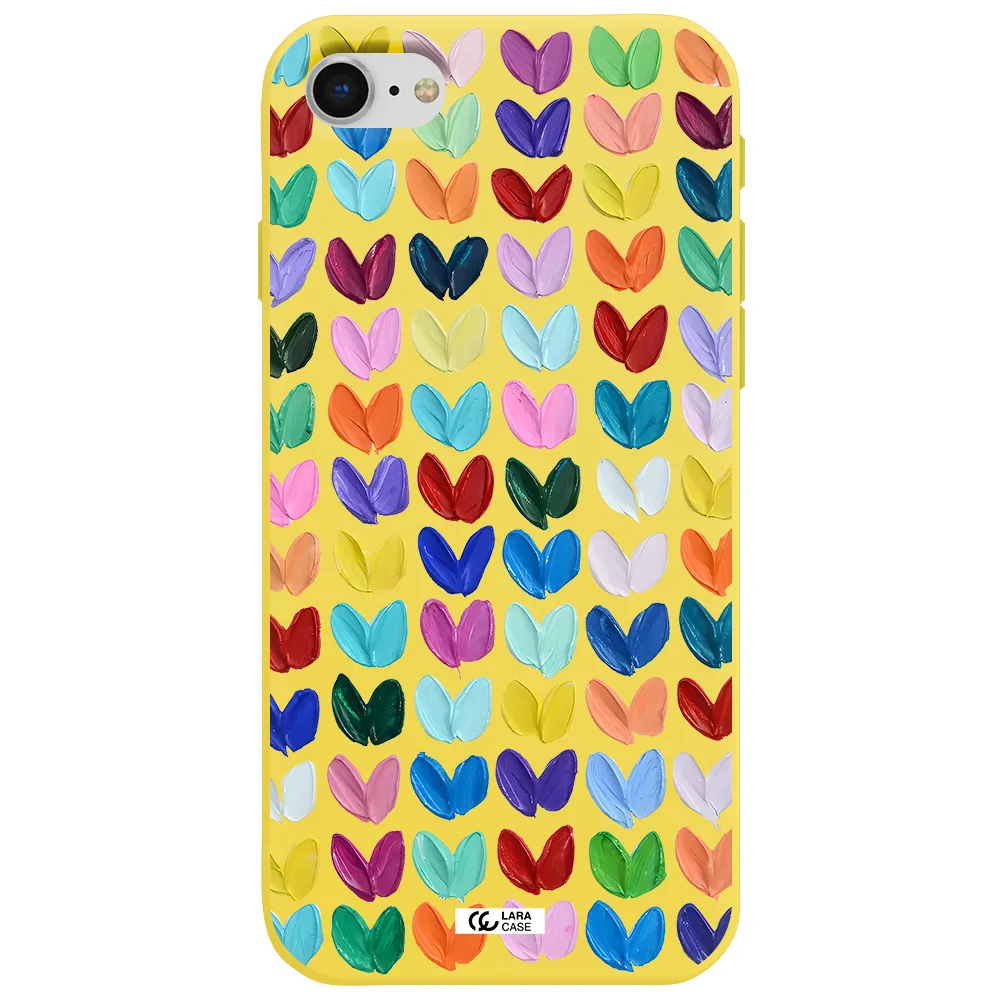 a close up of a color palette Apple iPhone se 2020 Silicone canary yellow Case