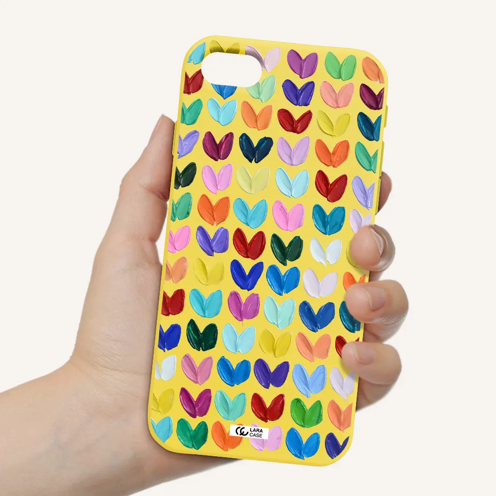 a close up of a color palette Apple iPhone se 2020 Silicone canary yellow Case