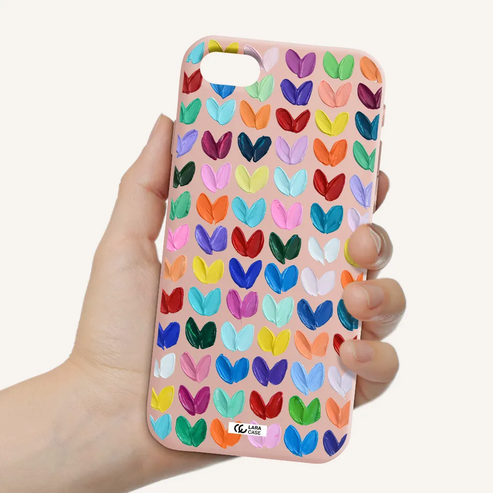 a close up of a color palette Apple iPhone se 2020 Silicone pastel pink Case