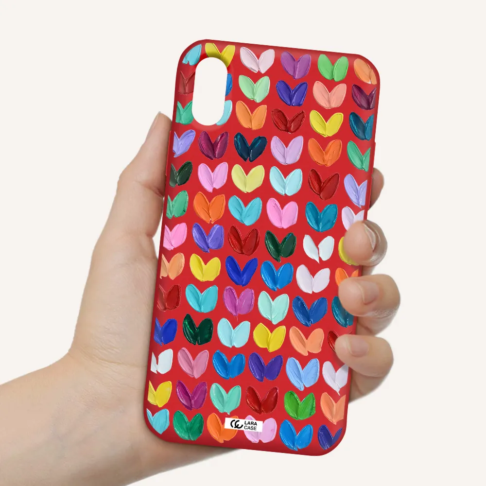 a close up of a color palette Apple iPhone X Silicone Imperial Red Case