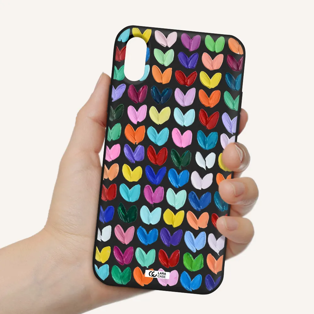 a close up of a color palette Apple iPhone XS Silicone black Case