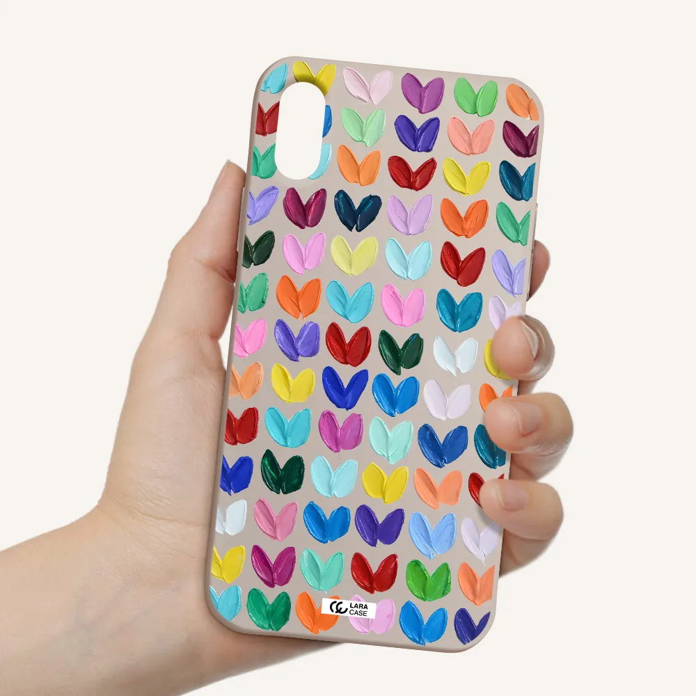 a close up of a color palette Apple iPhone XS Silicone Stone Case