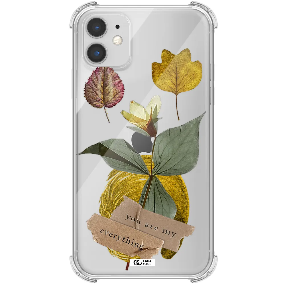a flower with leaves and a box Apple iPhone 11 Clear PC Case