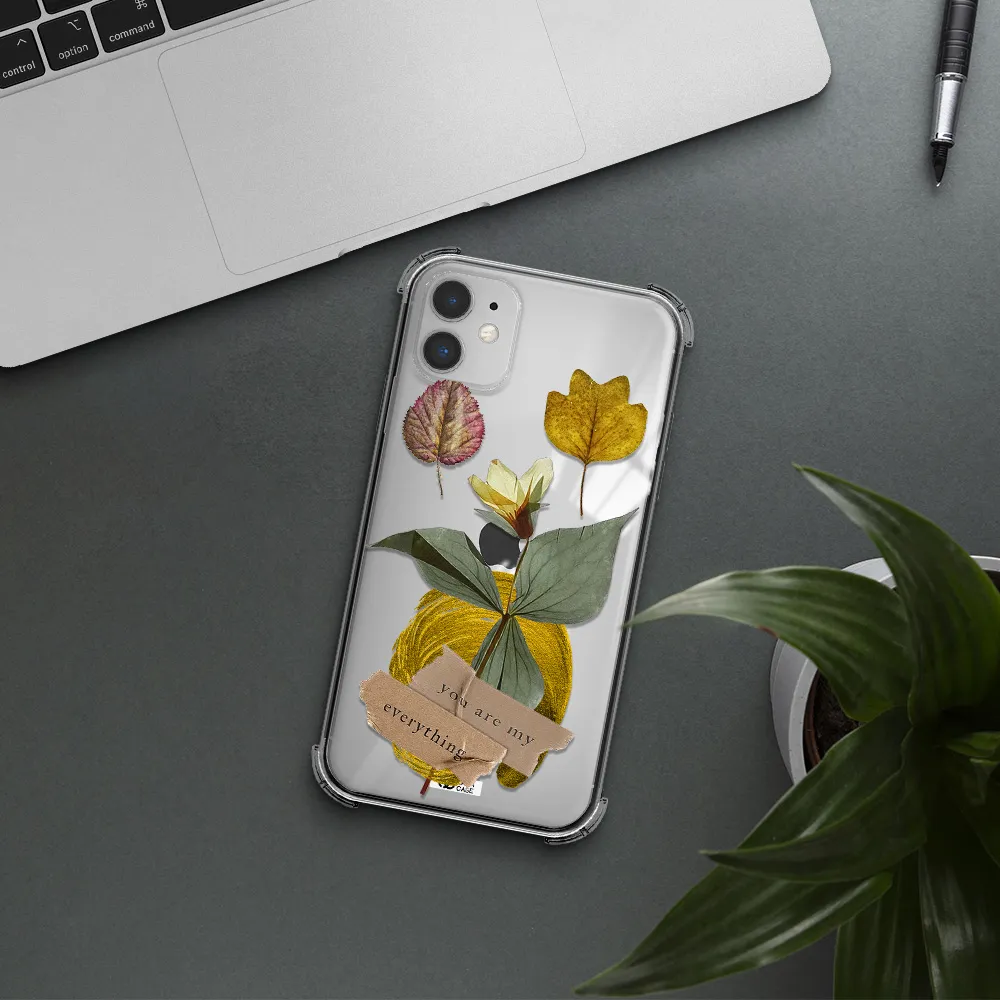 a flower with leaves and a box Apple iPhone 11 Clear PC Case