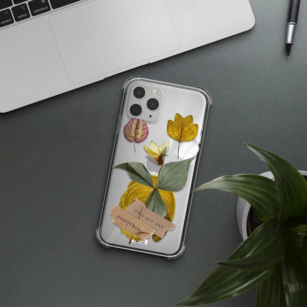 a flower with leaves and a box Apple iPhone 11 pro Clear PC Case