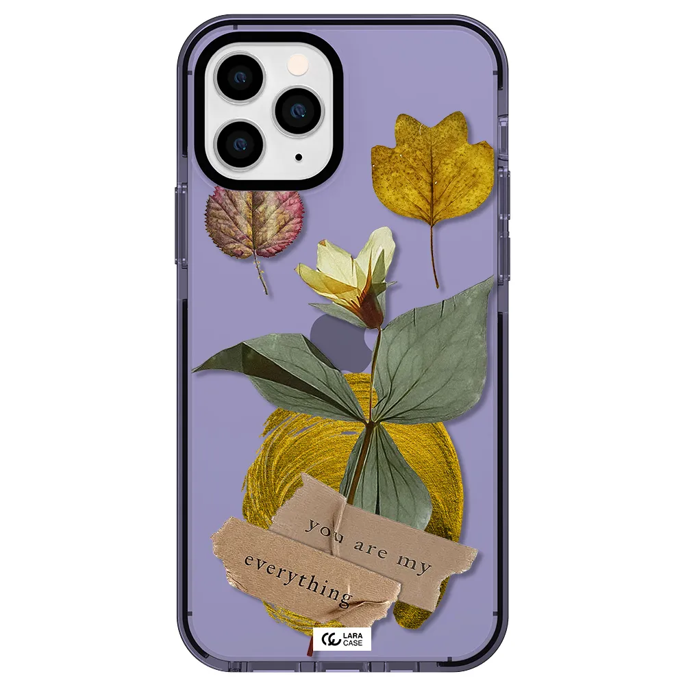 a flower with leaves and a box Apple iPhone 11 pro impact Lilac Case
